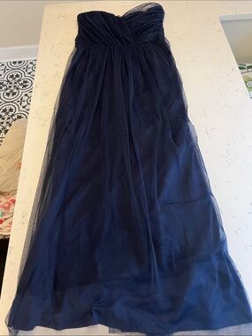 ASOS Navy Strapless Tulle Maxi Dress
